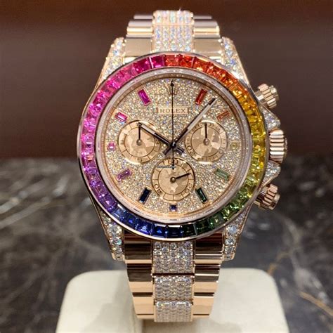 rolex daytona rainbow full pave|rolex 116595rbow price.